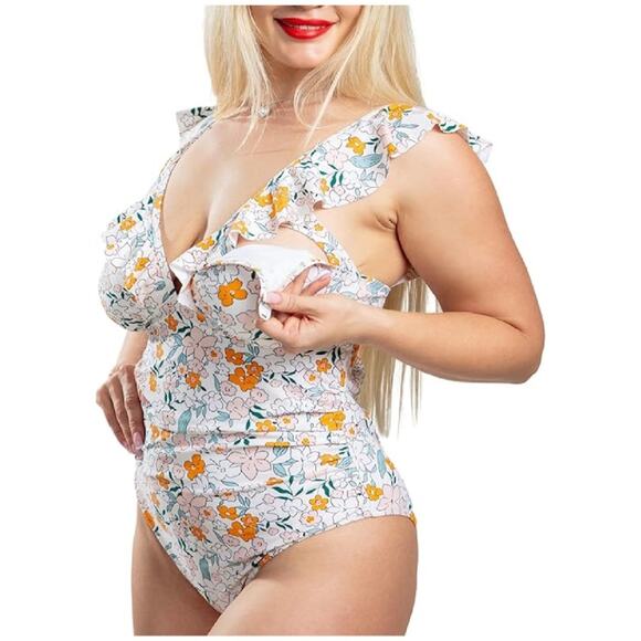 Maternity Nursing Swimsuit – Postpartum Swimsuit Tummy Control, Nursing Bathing - Picture 1 of 5
